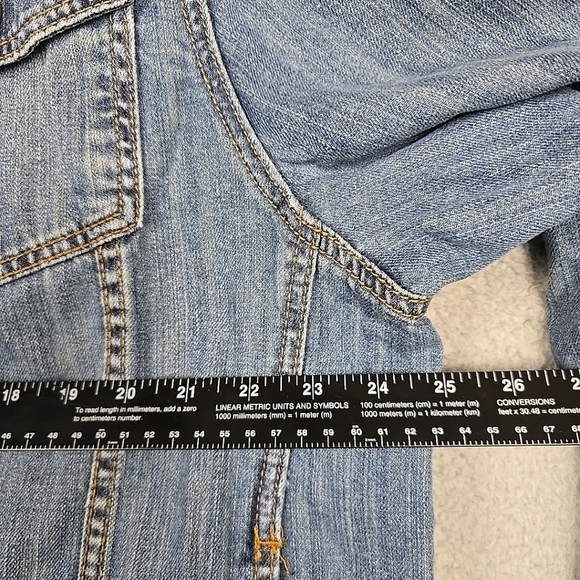 Seven 7 Jean Denim Jacket Blue Button Front Size 2XL - Picture 6 of 13